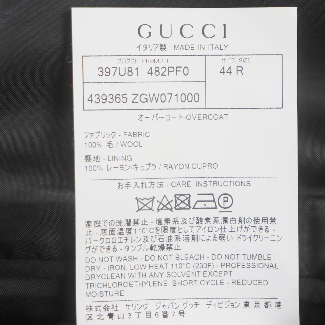 GUCCI Chester coat 439365 Outer: 100% wool, Lining: 100% rayon black mens 44 Used Authentic