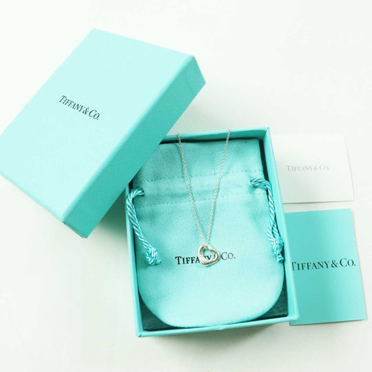 TIFFANY&Co. Necklace Main�FAG925 Silver Petite Open Heart Necklace Women Used Authentic