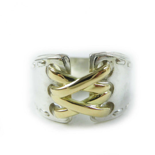 HERMES Ring Main�FAG925 Silver gold Mexico Women Used Authentic