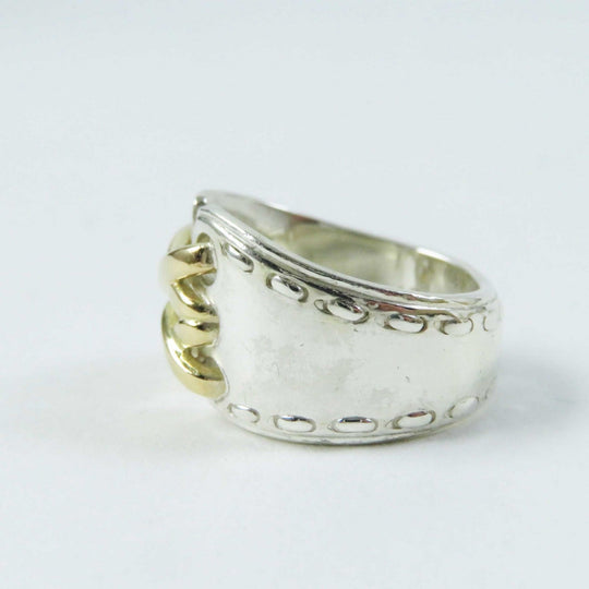 HERMES Ring Main�FAG925 Silver gold Mexico Women Used Authentic