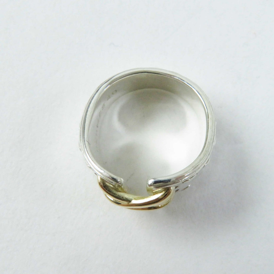 HERMES Ring Main�FAG925 Silver gold Mexico Women Used Authentic