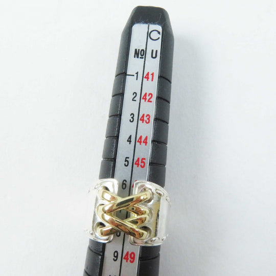 HERMES Ring Main�FAG925 Silver gold Mexico Women Used Authentic