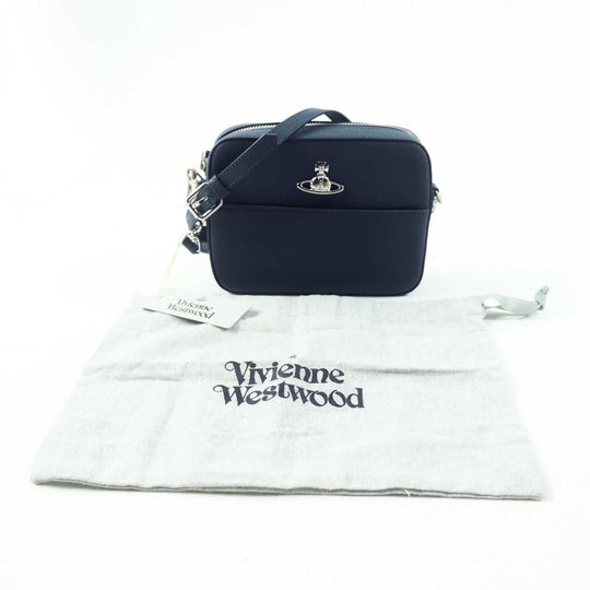 Vivienne Westwood Shoulder Bag 43030064 Main: Leather Navy SAFFIANO CAMERABAG Women Used Authentic