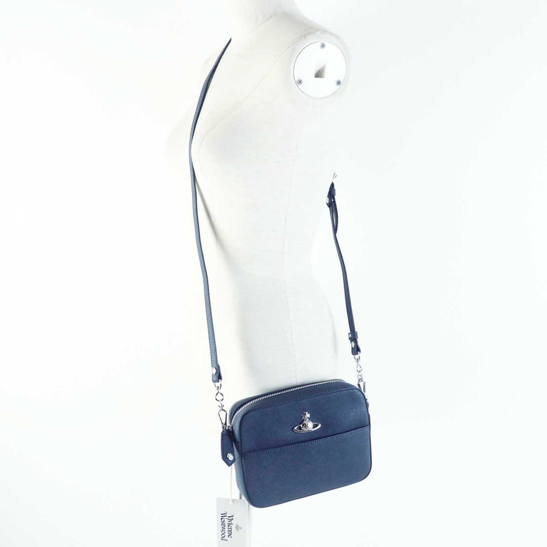 Vivienne Westwood Shoulder Bag 43030064 Main: Leather Navy SAFFIANO CAMERABAG Women Used Authentic