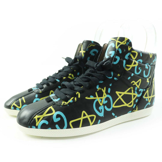 GUCCI High cut sneakers 448482 Main: Leather black multi ghost Women 36 Used Authentic