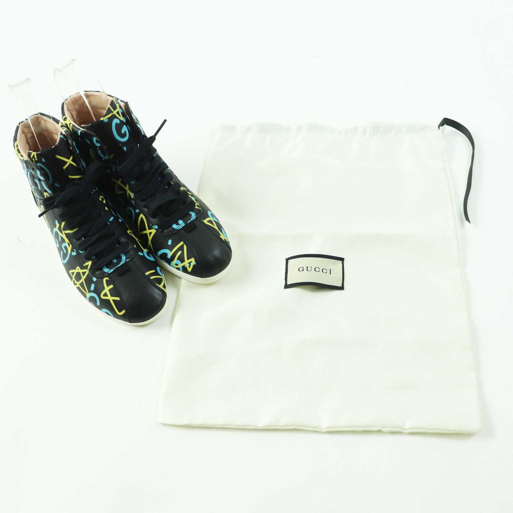 GUCCI High cut sneakers 448482 Main: Leather black multi ghost Women 36 Used Authentic