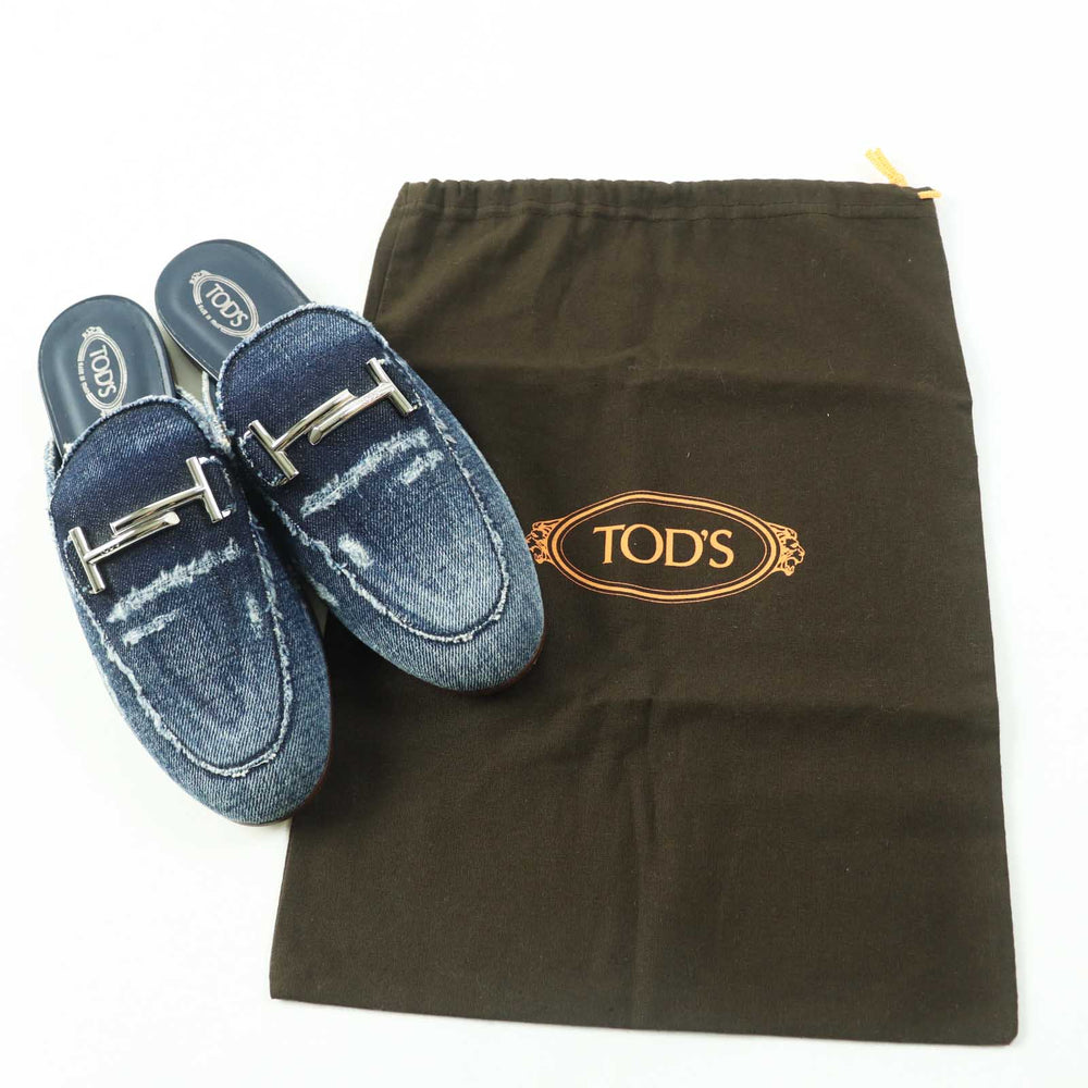 TOD’S Mule Denim leather Indigo blue 38 1/2