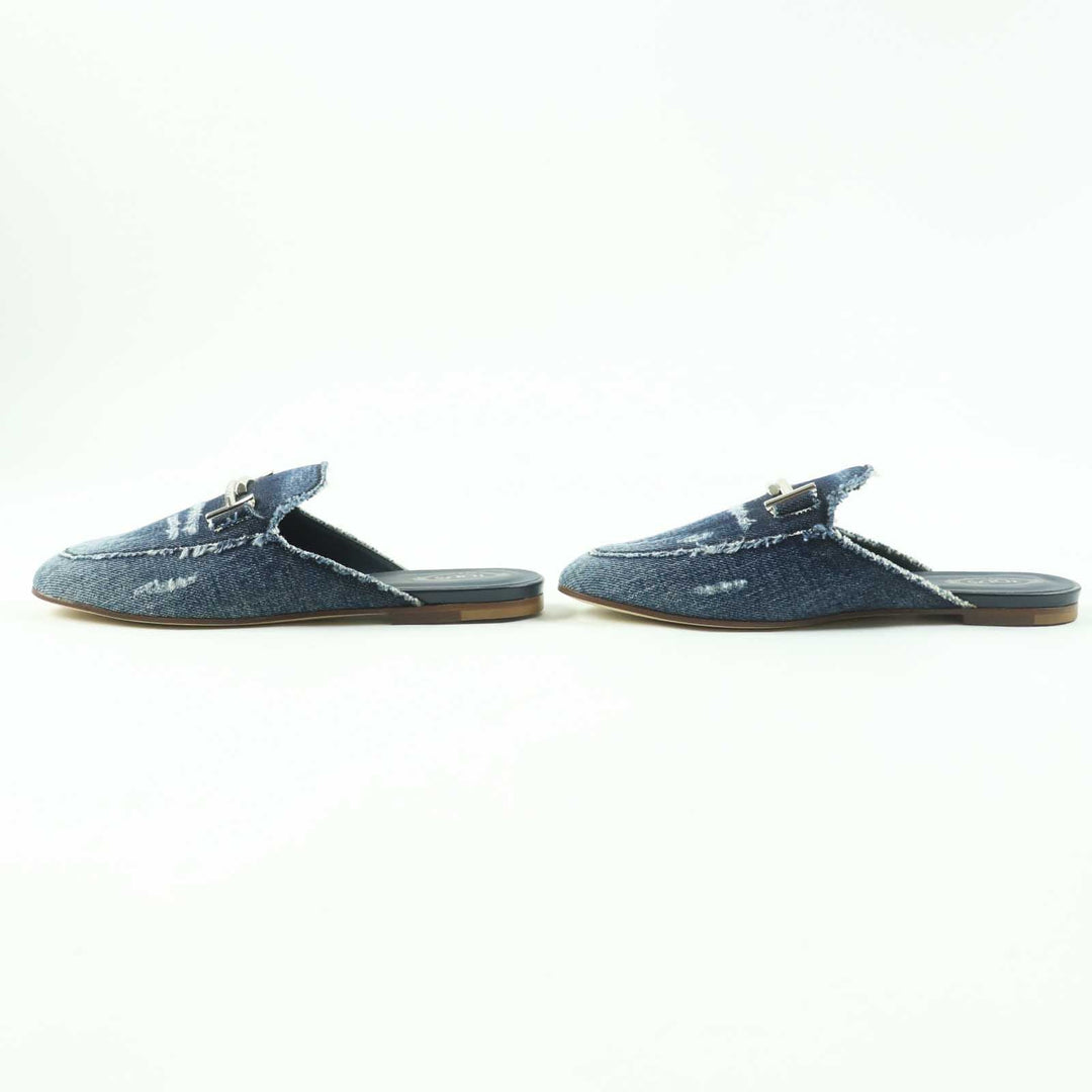 TOD’S Mule Denim leather Indigo blue 38 1/2