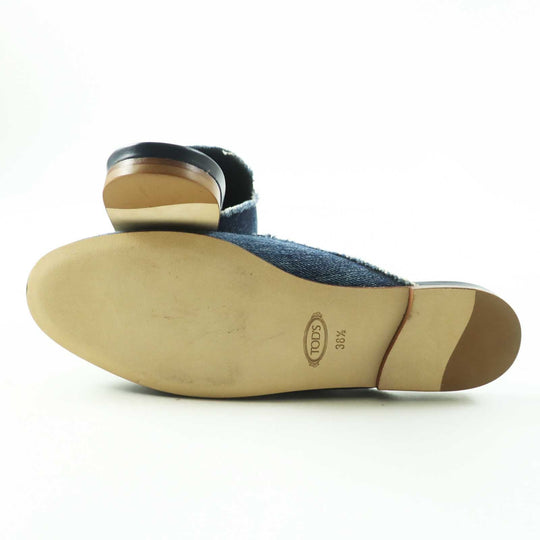 TOD’S Mule Denim leather Indigo blue 38 1/2