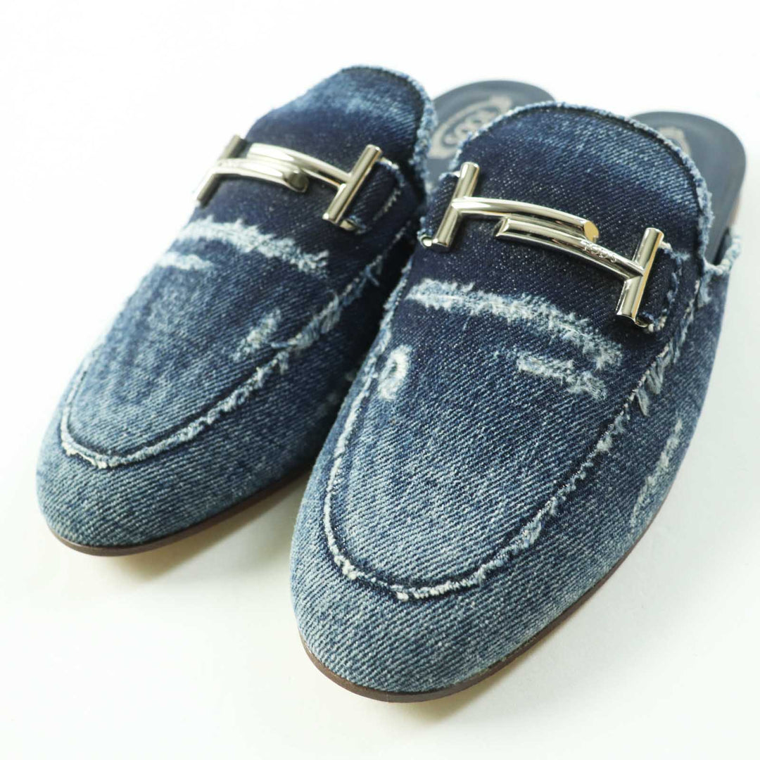 TOD’S Mule Denim leather Indigo blue 38 1/2