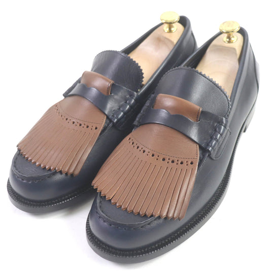 BURBERRY Moccasin Main: Leather Navy brown mens 44 Used Authentic