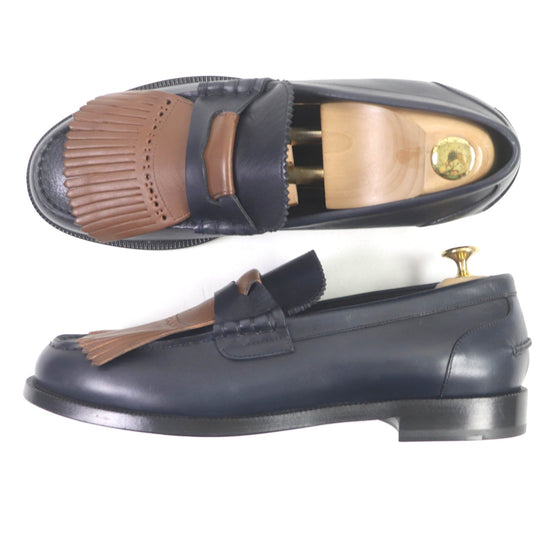 BURBERRY Moccasin Main: Leather Navy brown mens 44 Used Authentic