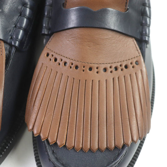 BURBERRY Moccasin Main: Leather Navy brown mens 44 Used Authentic
