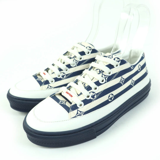 LOUIS VUITTON Low cut sneakers 1A7U56 Patent monogram canvas Navy Stellar Line Women 35 1/2 Used Authentic
