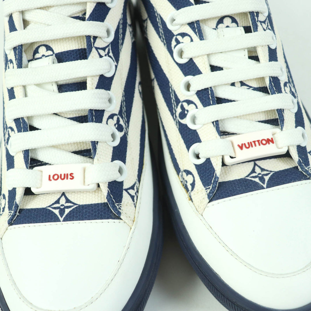 LOUIS VUITTON Low cut sneakers 1A7U56 Patent monogram canvas Navy Stellar Line Women 35 1/2 Used Authentic