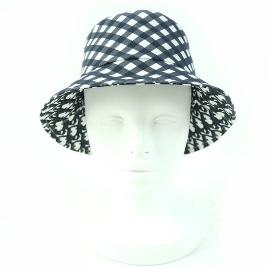 Christian Dior hat 22VIC923I130 Main: 49% polyester, Main: 46% cotton, Main: 5% polyurethane, Lining: 49% polyester, Lining: 46% cotton: 5% polyurethane Navy Ivory Women 56 Used Authentic