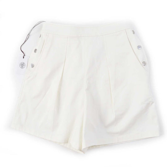 HERMES Shorts Outer: 96% cotton, Outer: 4% polyurethane, Lining: 64% cotton, Lining: 33% rayon, Lining: 3% polyurethane, Piping: 100% cotton white Women 36 Used Authentic