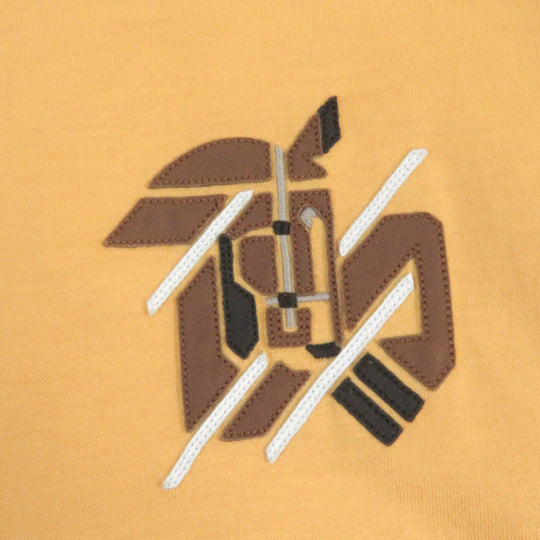 HERMES Short sleeve T-shirt H357925 Main: 100% cotton, some parts: sheep leather Orange Chevaux en symmetry mens S Used Authentic
