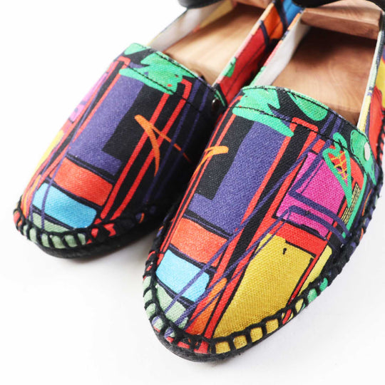 HERMES Slip-on Main: Canvas, Part: Leather, Sole: Jute type black multi Women 37 Used Authentic