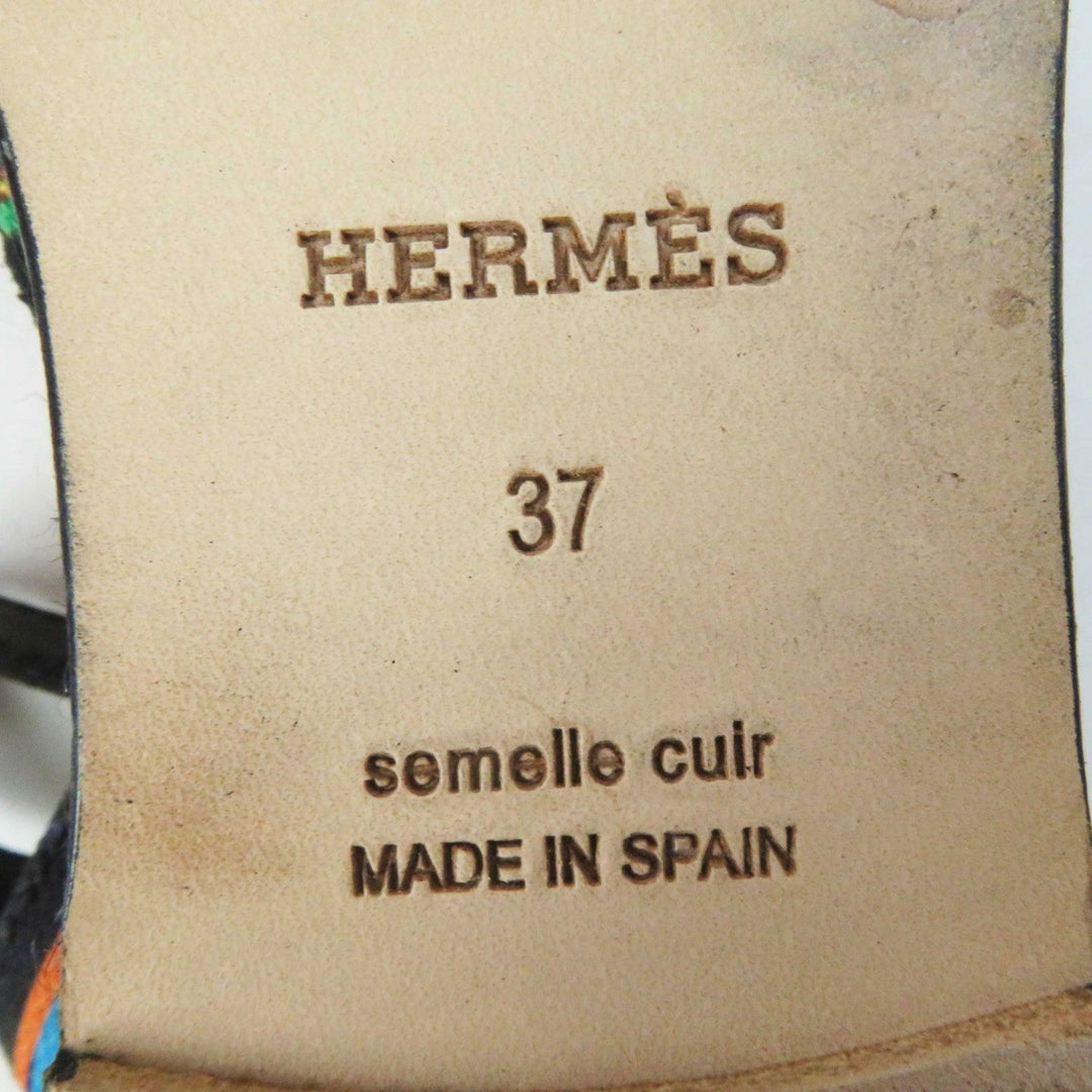 HERMES Slip-on Main: Canvas, Part: Leather, Sole: Jute type black multi Women 37 Used Authentic