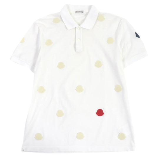 MONCLER Short sleeve polo shirt Main: 100% cotton, Part: 100% polyester white MAGLIA POLO MANICA CORTA mens L Used Authentic