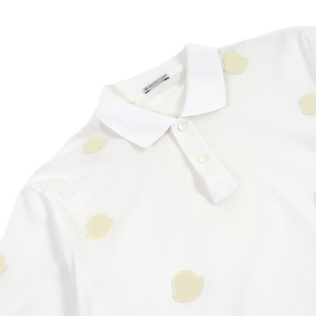 MONCLER Short sleeve polo shirt Main: 100% cotton, Part: 100% polyester white MAGLIA POLO MANICA CORTA mens L Used Authentic