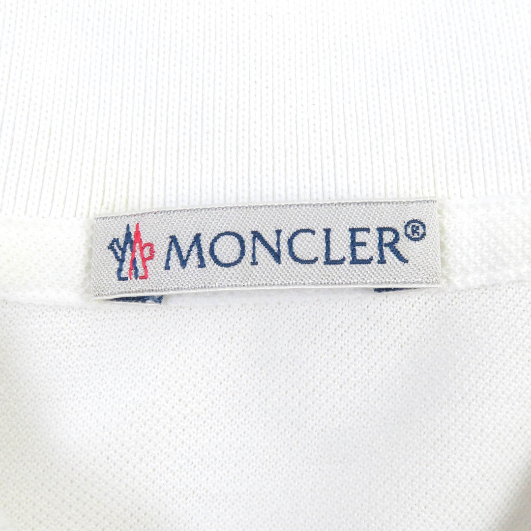 MONCLER Short sleeve polo shirt Main: 100% cotton, Part: 100% polyester white MAGLIA POLO MANICA CORTA mens L Used Authentic
