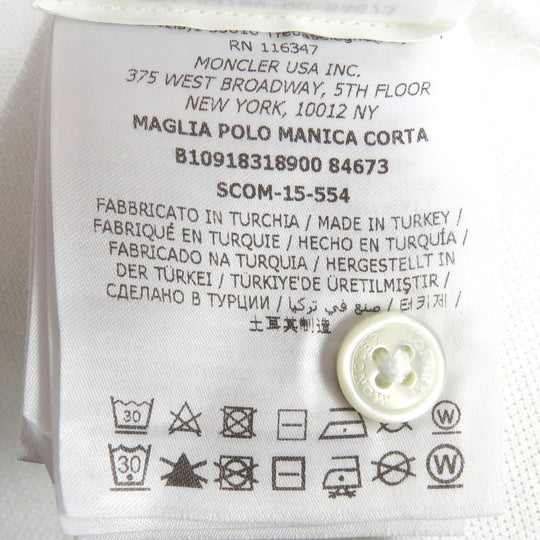 MONCLER Short sleeve polo shirt Main: 100% cotton, Part: 100% polyester white MAGLIA POLO MANICA CORTA mens L Used Authentic