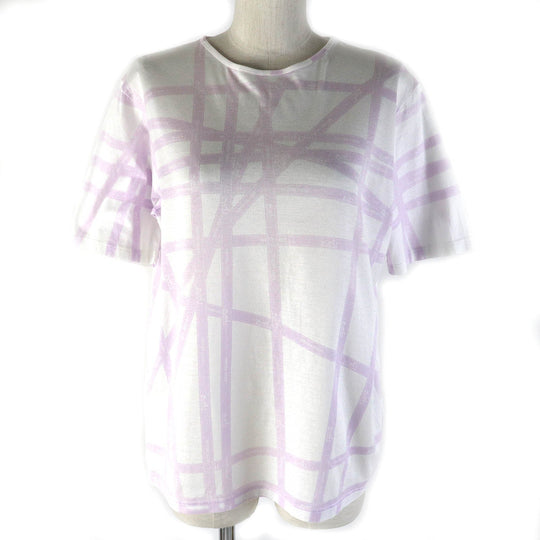 HERMES Short sleeve T-shirt Main: 100% cotton White purple Beaulieu Women L Used Authentic