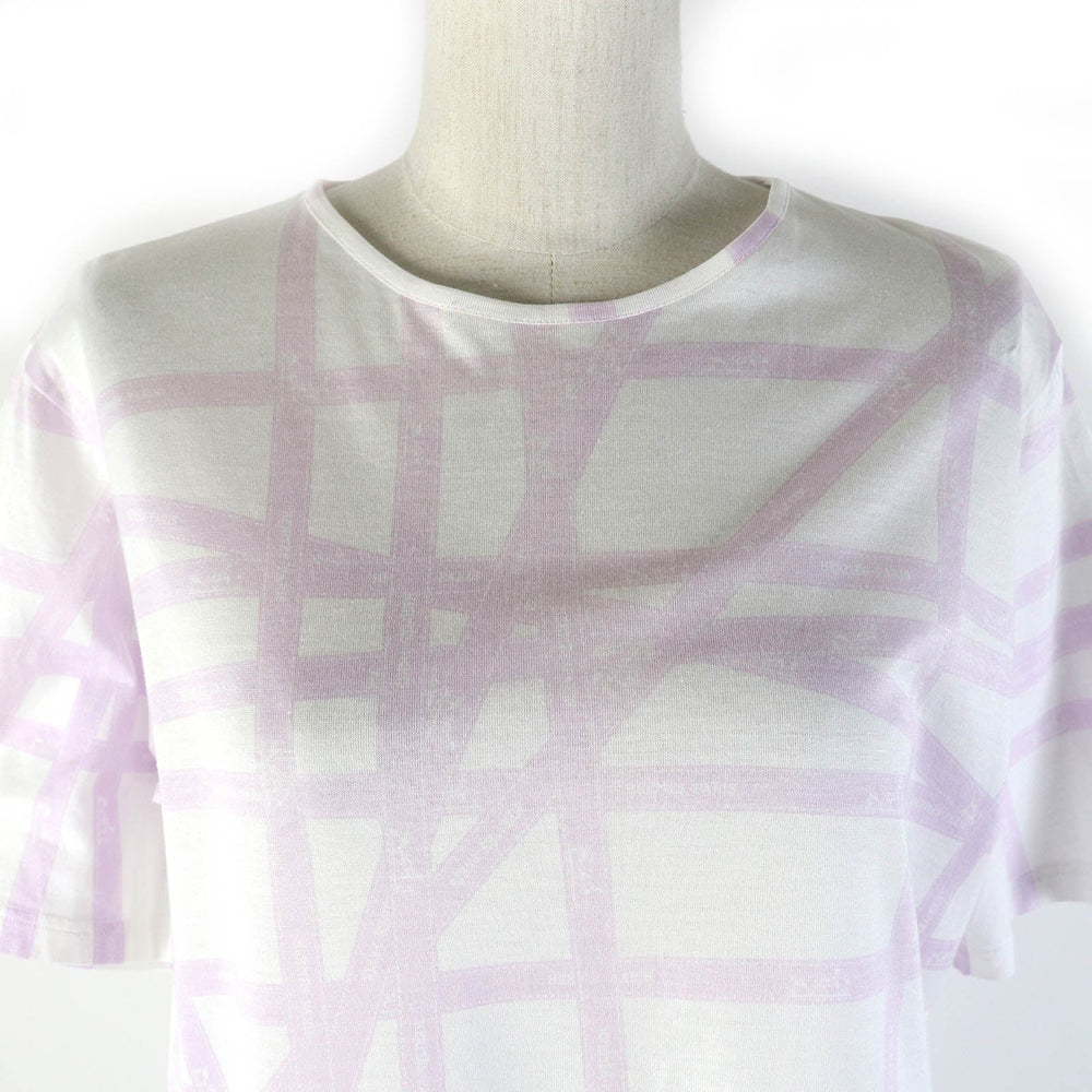 HERMES Short sleeve T-shirt Main: 100% cotton White purple Beaulieu Women L Used Authentic