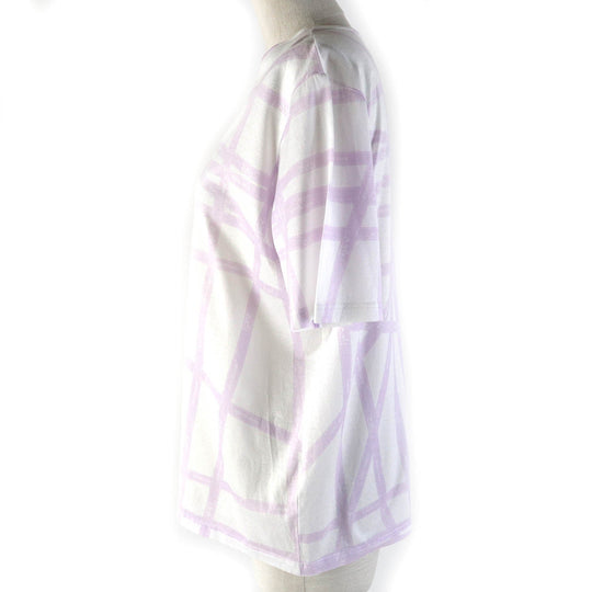 HERMES Short sleeve T-shirt Main: 100% cotton White purple Beaulieu Women L Used Authentic
