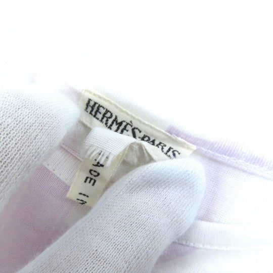 HERMES Short sleeve T-shirt Main: 100% cotton White purple Beaulieu Women L Used Authentic