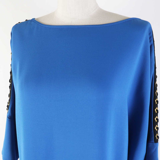 VERSACE one piece A65971-A208429 Outer material: 97% rayon, Outer material: 3% polyurethane, Part: 100% silk blue Women 42 Used Authentic
