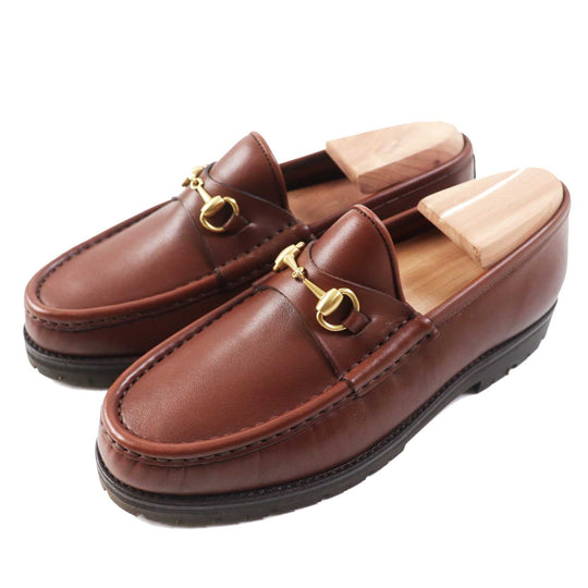 GUCCI loafers 101 6105 Main: Leather Brown Women 35.5 Used Authentic