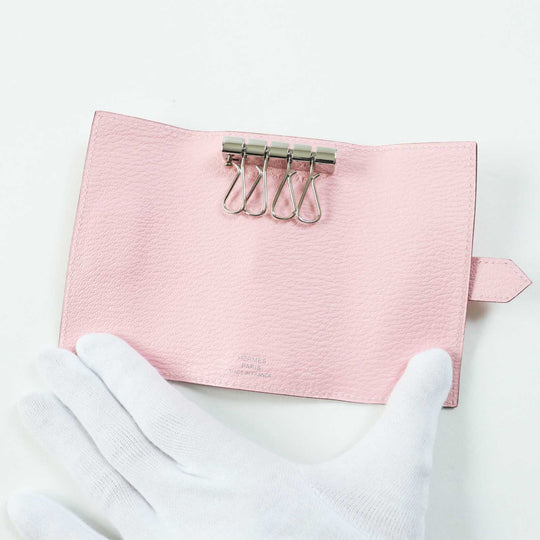 HERMES Key case Key holder  Chevre Misol Rose Confetti Bean Women Used Authentic