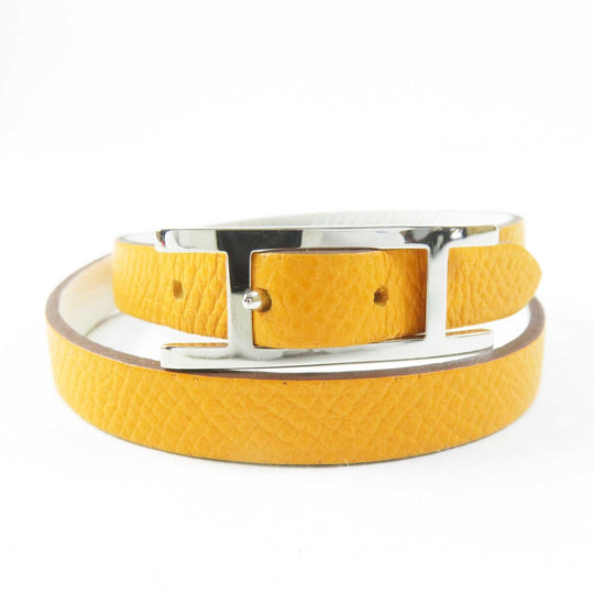 HERMES bracelet Main: Leather Yellow / white be api du bretour Women S Used Authentic