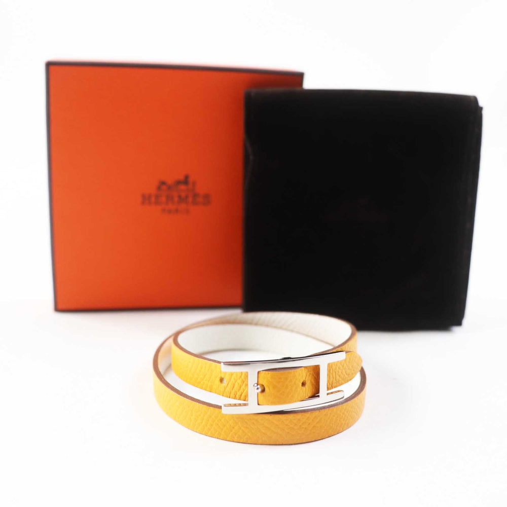HERMES bracelet Main: Leather Yellow / white be api du bretour Women S Used Authentic