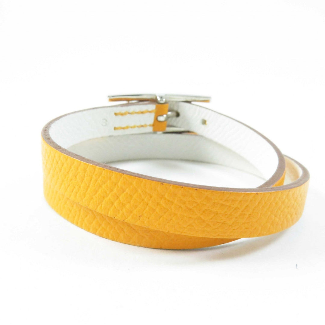 HERMES bracelet Main: Leather Yellow / white be api du bretour Women S Used Authentic
