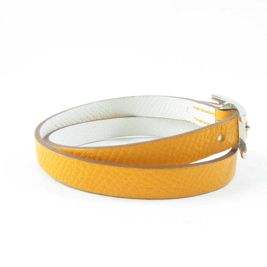 HERMES bracelet Main: Leather Yellow / white be api du bretour Women S Used Authentic