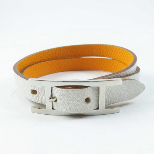 HERMES bracelet Main: Leather Yellow / white be api du bretour Women S Used Authentic