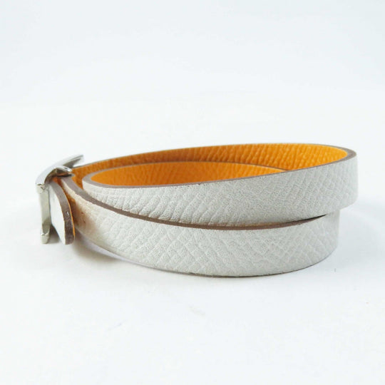 HERMES bracelet Main: Leather Yellow / white be api du bretour Women S Used Authentic