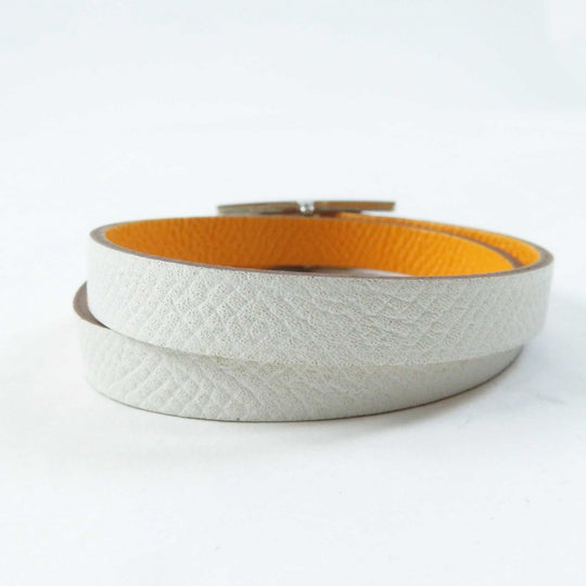 HERMES bracelet Main: Leather Yellow / white be api du bretour Women S Used Authentic