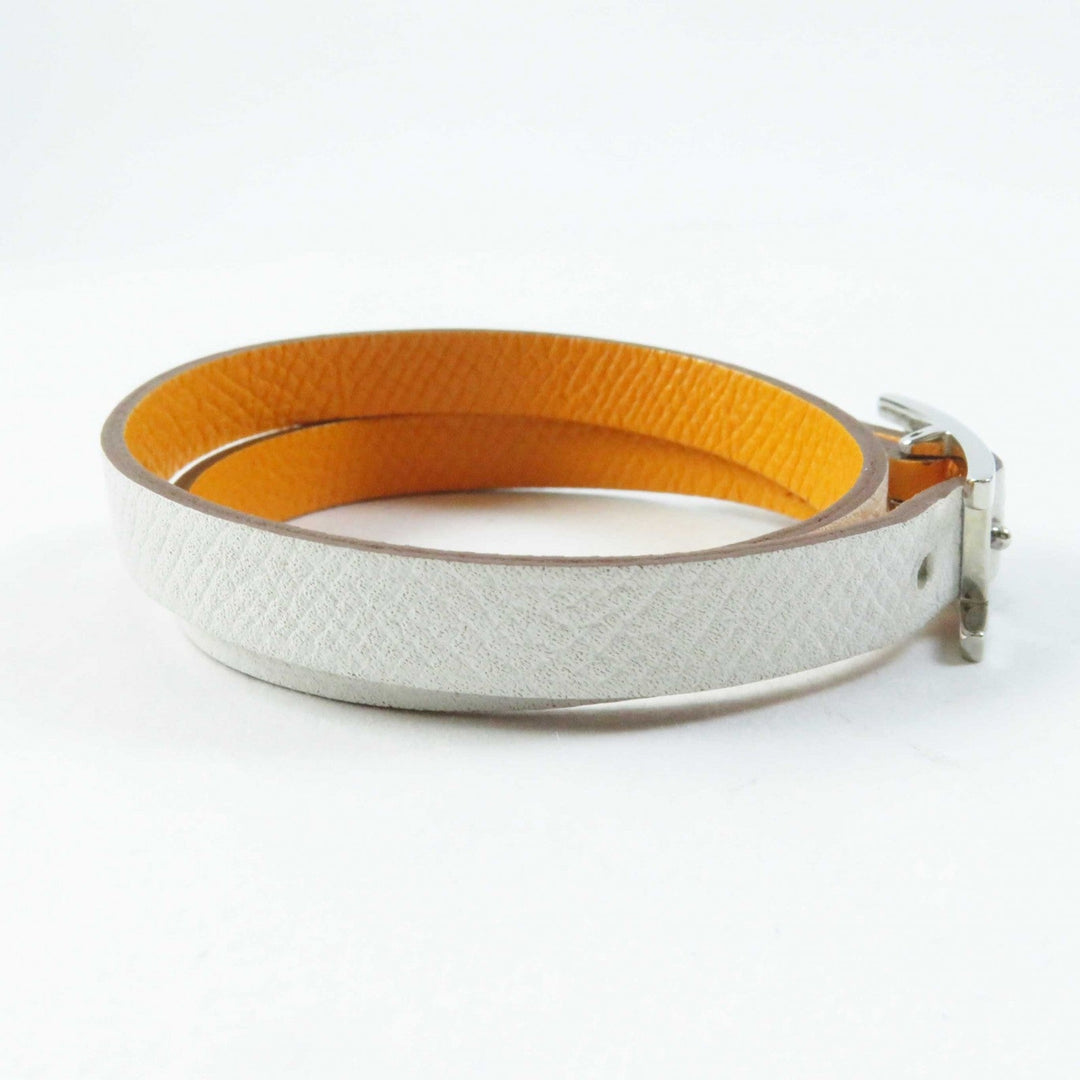 HERMES bracelet Main: Leather Yellow / white be api du bretour Women S Used Authentic