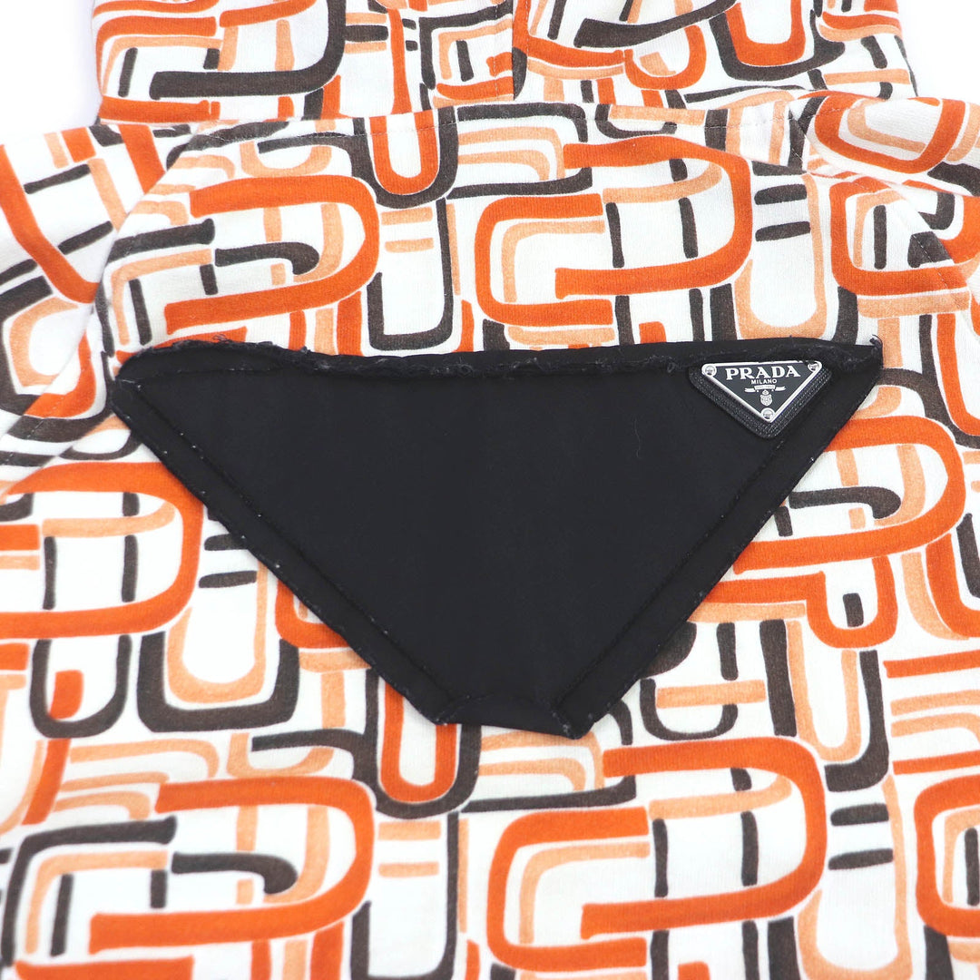 PRADA Hoodie 134628 Main: 100% cotton, Part: 95% cotton, Part: 5% elastane (polyurethane), Part: calf leather Orange mens M Used Authentic