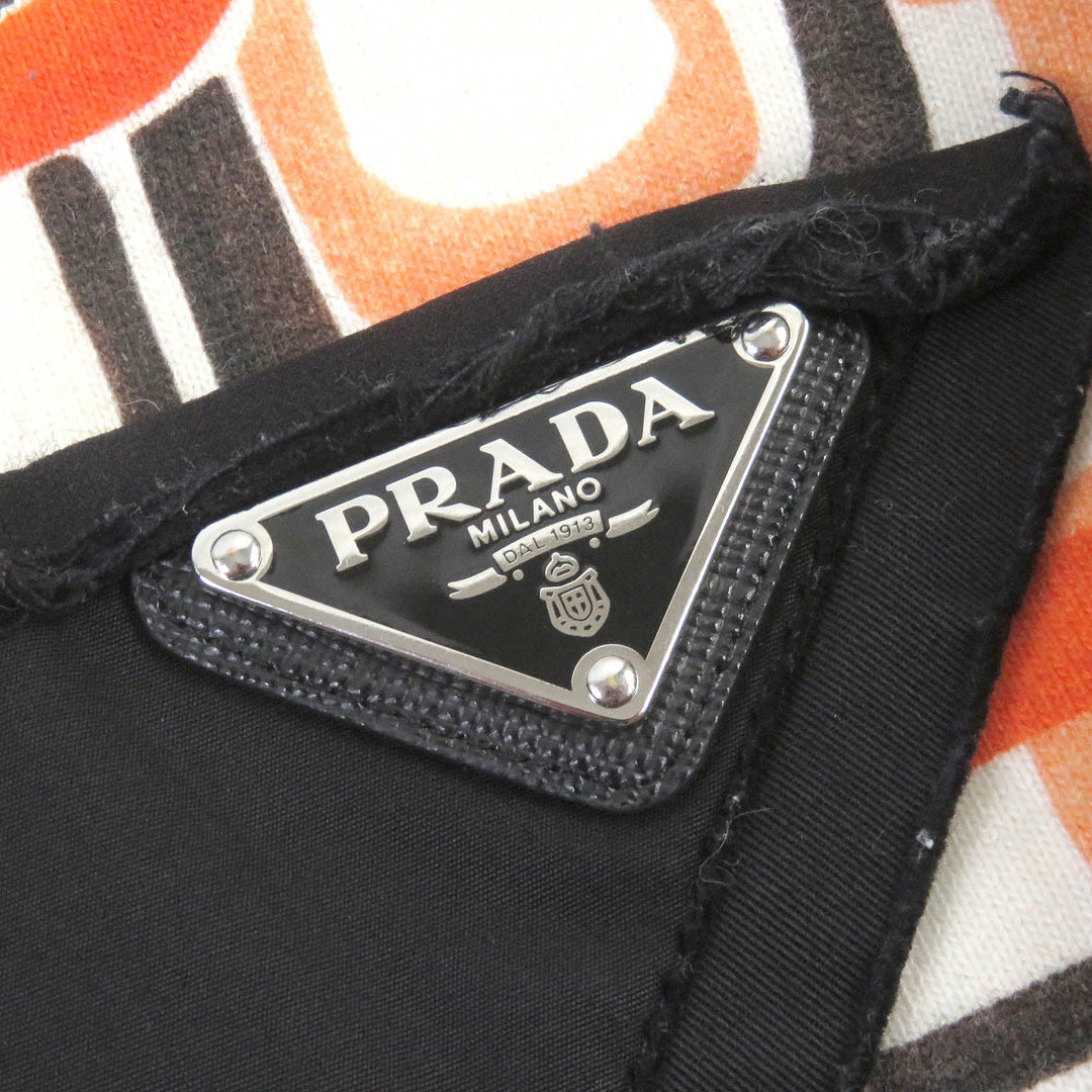 PRADA Hoodie 134628 Main: 100% cotton, Part: 95% cotton, Part: 5% elastane (polyurethane), Part: calf leather Orange mens M Used Authentic