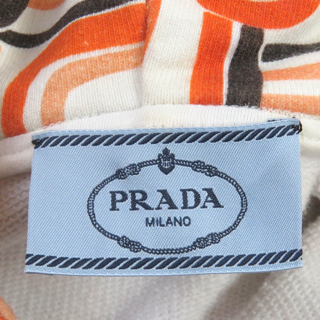 PRADA Hoodie 134628 Main: 100% cotton, Part: 95% cotton, Part: 5% elastane (polyurethane), Part: calf leather Orange mens M Used Authentic
