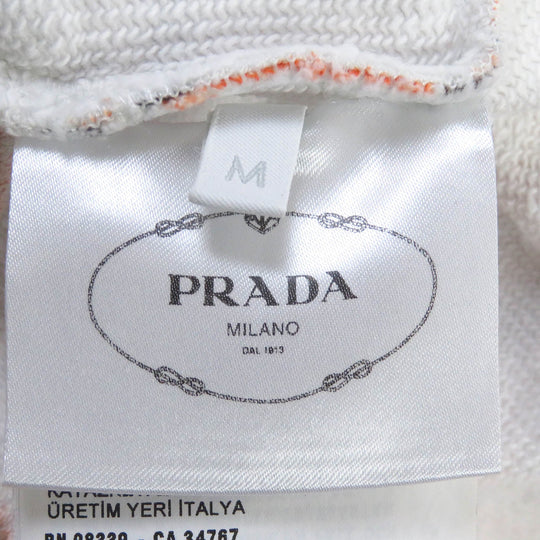 PRADA Hoodie 134628 Main: 100% cotton, Part: 95% cotton, Part: 5% elastane (polyurethane), Part: calf leather Orange mens M Used Authentic