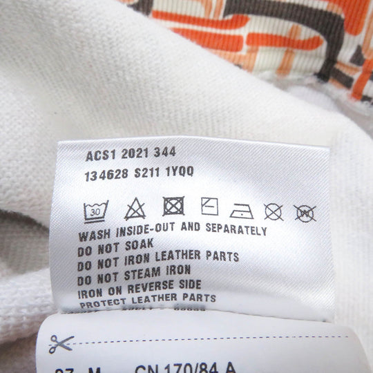 PRADA Hoodie 134628 Main: 100% cotton, Part: 95% cotton, Part: 5% elastane (polyurethane), Part: calf leather Orange mens M Used Authentic