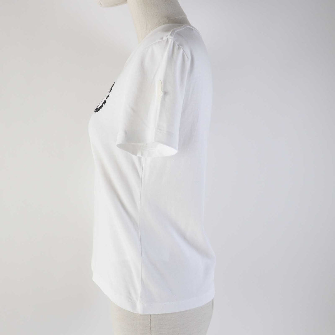 MONCLER Short sleeve T-shirt Main: 100% cotton, Part: 100% cotton white MAGLIA GIROCOLLO Women XS Used Authentic