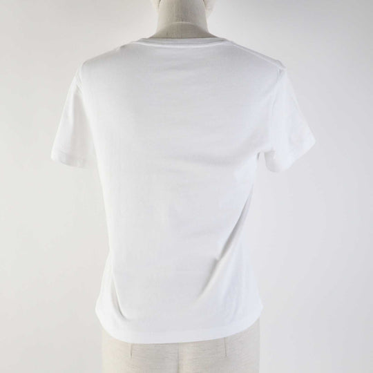 MONCLER Short sleeve T-shirt Main: 100% cotton, Part: 100% cotton white MAGLIA GIROCOLLO Women XS Used Authentic